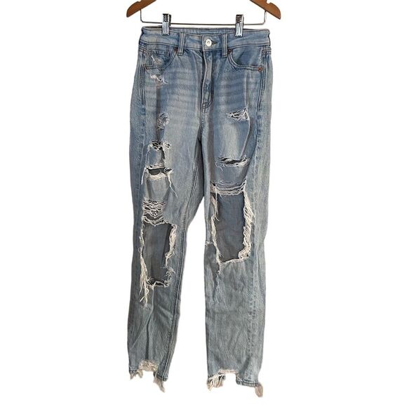American Eagle Outfitters Denim - American Eagle Women's Mom Jeans Size 00 Blue Distressed Ripped Denim